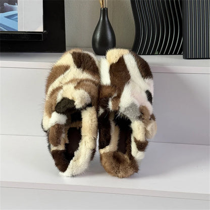 Slippers Shoes for Women 2026 Flat Real Fur Mink Slippers Soft Indoor Women's Slippers Flip Flops Woman Luxury Designer Shoes