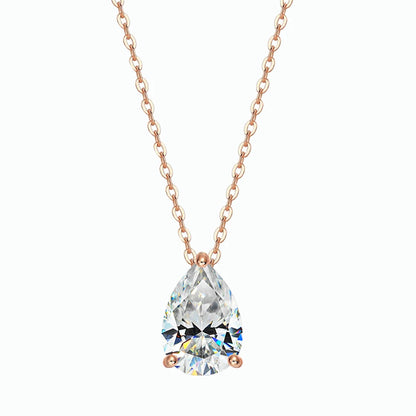 IGOTOS 1-4CT Water Drop Moissanite Pendant Necklace Women 925 Sterling Silver Round/Sharp Claw Lab Diamond Pendant Neck Chain