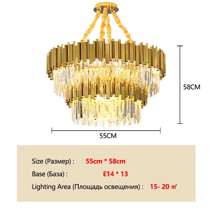 Gold K9 Crystal Tricolor Chandelier Luxury Modern LED Ceiling Light for Living Room Dining Room Bedroom Ceiling Lights