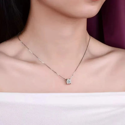 Moissanite Diamond Bull Head Square Pendant Necklace Real 925 Sterling Silver Fine Jewelry Gift for Women