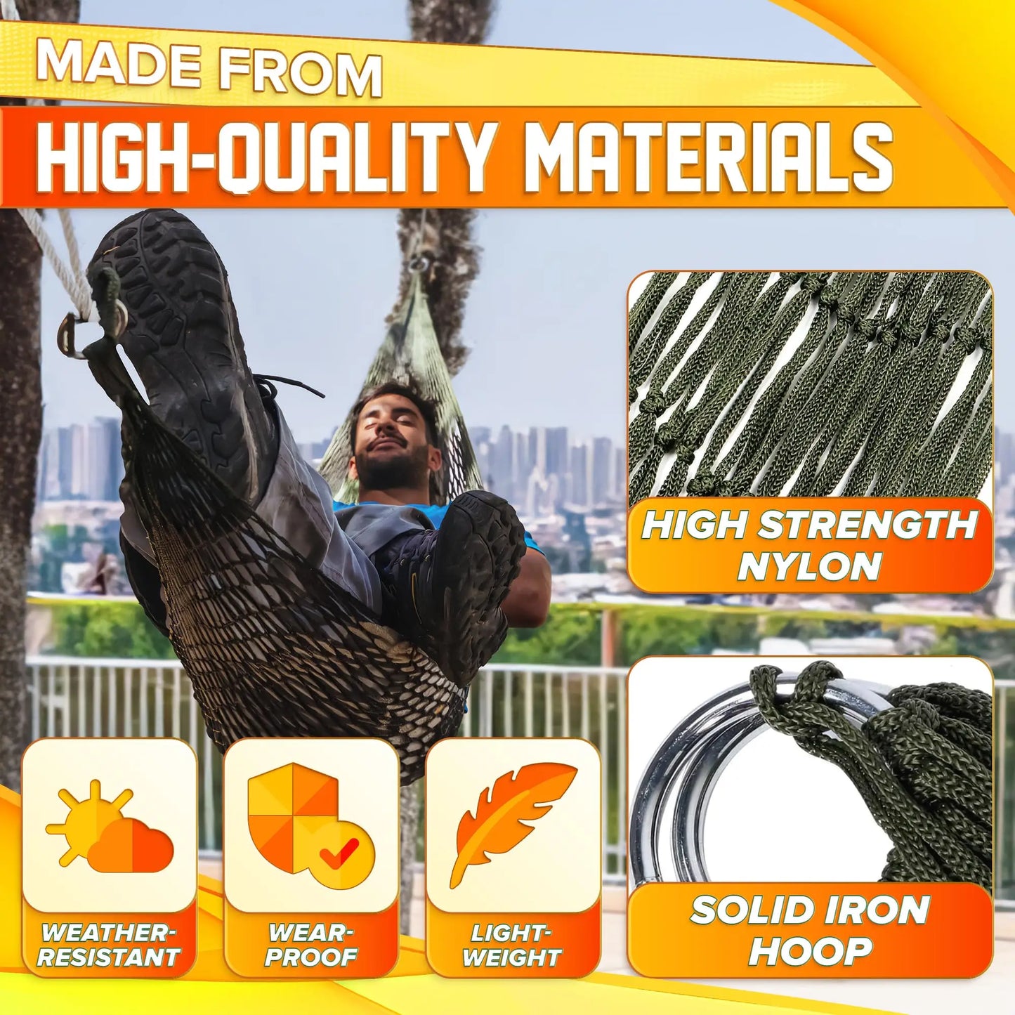 Nylon Mesh Hammock Single Person Hanging Sleeping Bed Swing Outdoor Camping Essentials Hammocks For Outside