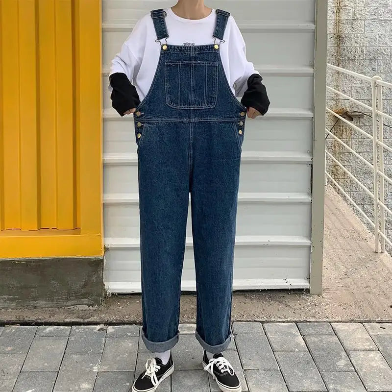 5XL Large Size Jumpsuit Women's Jeans Rompers Retro Big Pocket Loose Denim Overalls Korean Shoulder Strap Wide-leg Overalls