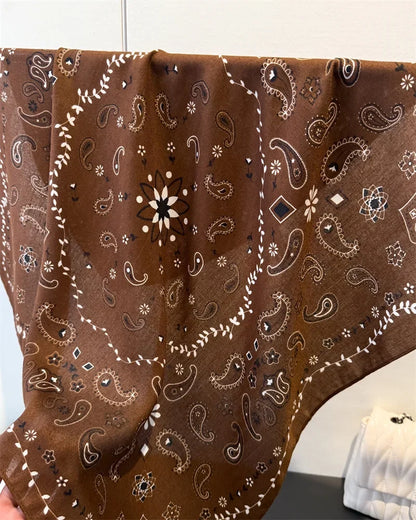 70*70cm Luxury Cashew Square Scarves For Women Soft Stain Neck Scarf Shawl Warp Elegant Neckerchief Bandanas Paisley Print Hijab