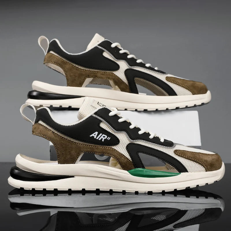 Summer Men Hollow Sandal Sneakers Breathable Mesh Platform Quick-Dry Casual Walking Shoes Non Slip Light Outdoor Beach Trainers