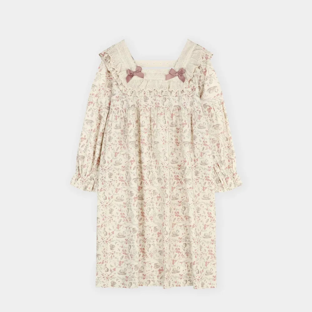 New Spring and Fall Ladies Nightgown Cute Sweet Lace Lacy Lazy Wind Girl Students Foreign-Style Pajamas Home Wear Dresses
