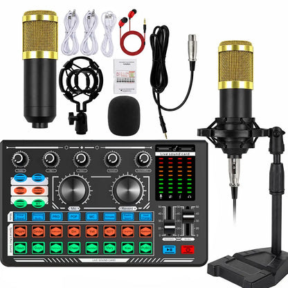Live Sound Card with Condenser Microphone Kit, Audio Equipment for Live Streaming Podcast Recording Karaoke