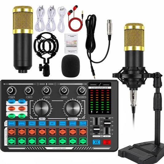 Live Sound Card with Condenser Microphone Kit, Audio Equipment for Live Streaming Podcast Recording Karaoke