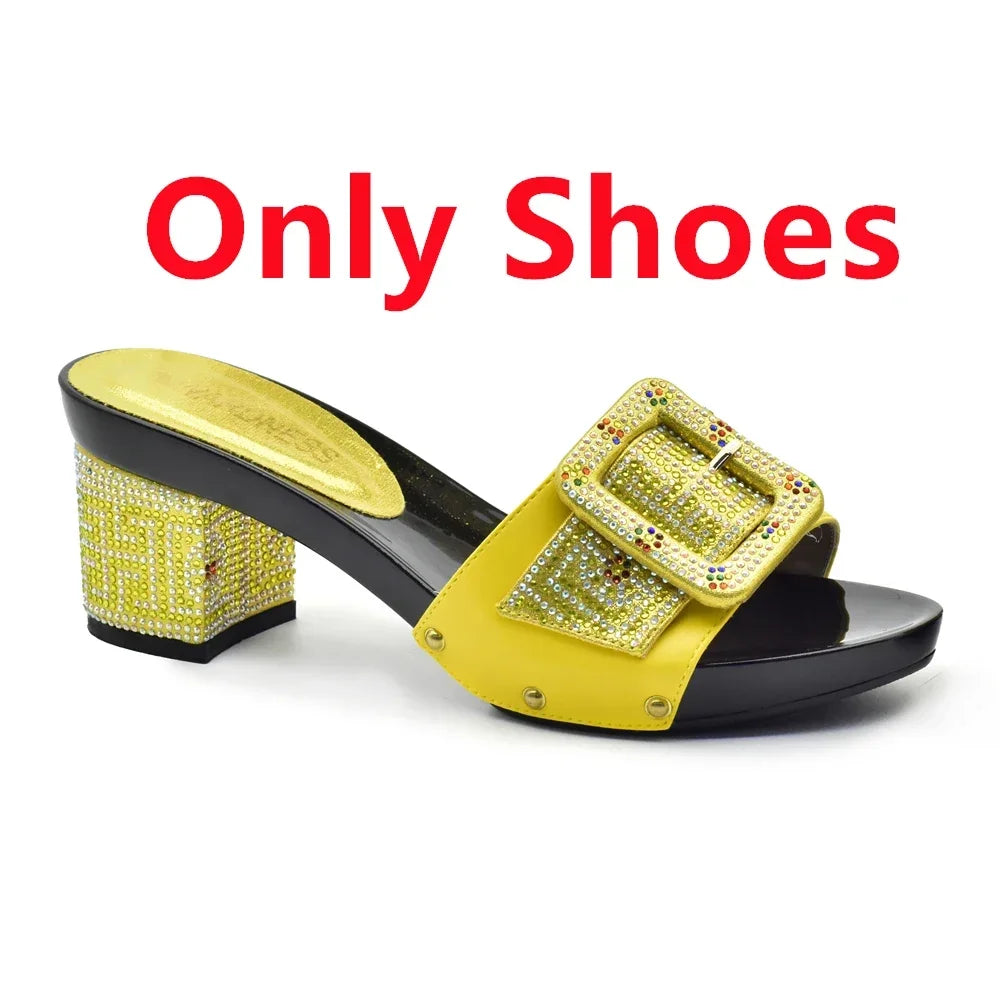 Latest African Shoes and Matching Bags Italian Nigerian Women Wedding Shoes and Bag Set with Rhinestone Luxury Designer Pumps