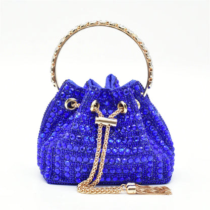 Fashion Royal Blue Shoe and Bag Set Decorated with Rhinestone Nigeria Italian Shoes and Matching Bags Elegant Heeled Women Pumps