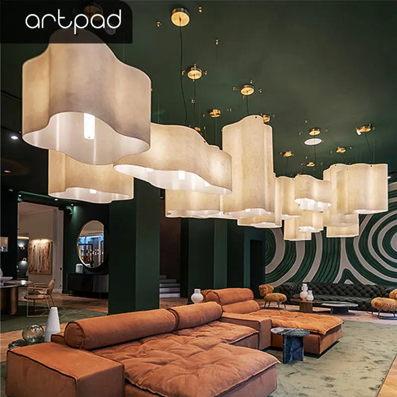 Designer Cloud Pendant Light for High Ceiling Lobby Wabi Sabi LED Hanging Chandelier For Parlor Restaurant Hotel Project Lights