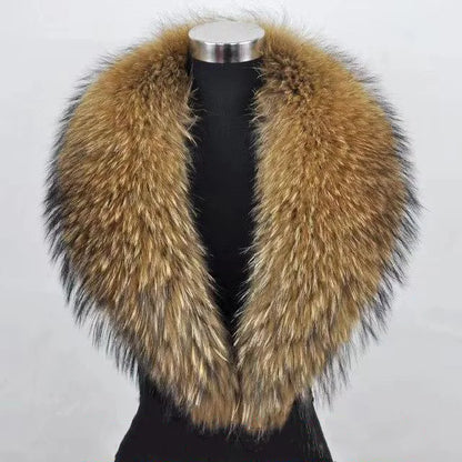 Winter Real Fox Fur Collar Woman Furry Natural Raccoon Fur Scarf Shawls Luxury Neck Warmer Wraps For Coat Fur Scarves Large Size