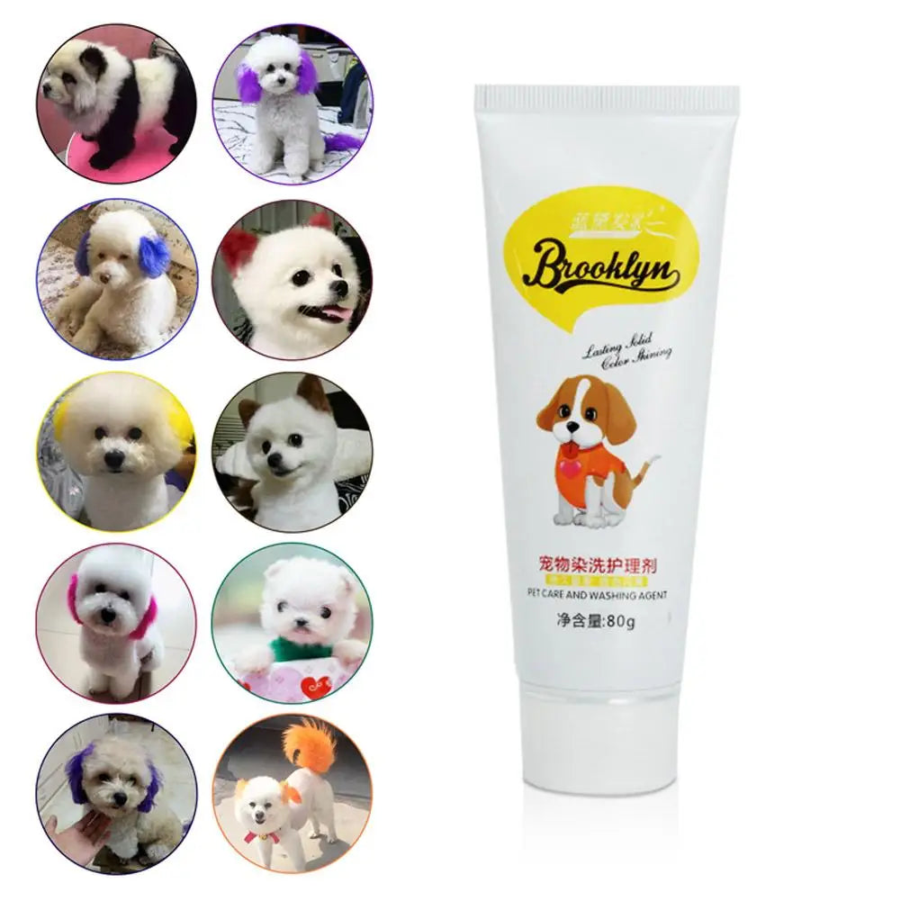 80g Pet Dog Animals Hair Bright Coloring Dyestuffs Hair Bright Safe Dyeing Pigment for Dogs Cats Safe Pet Accessories