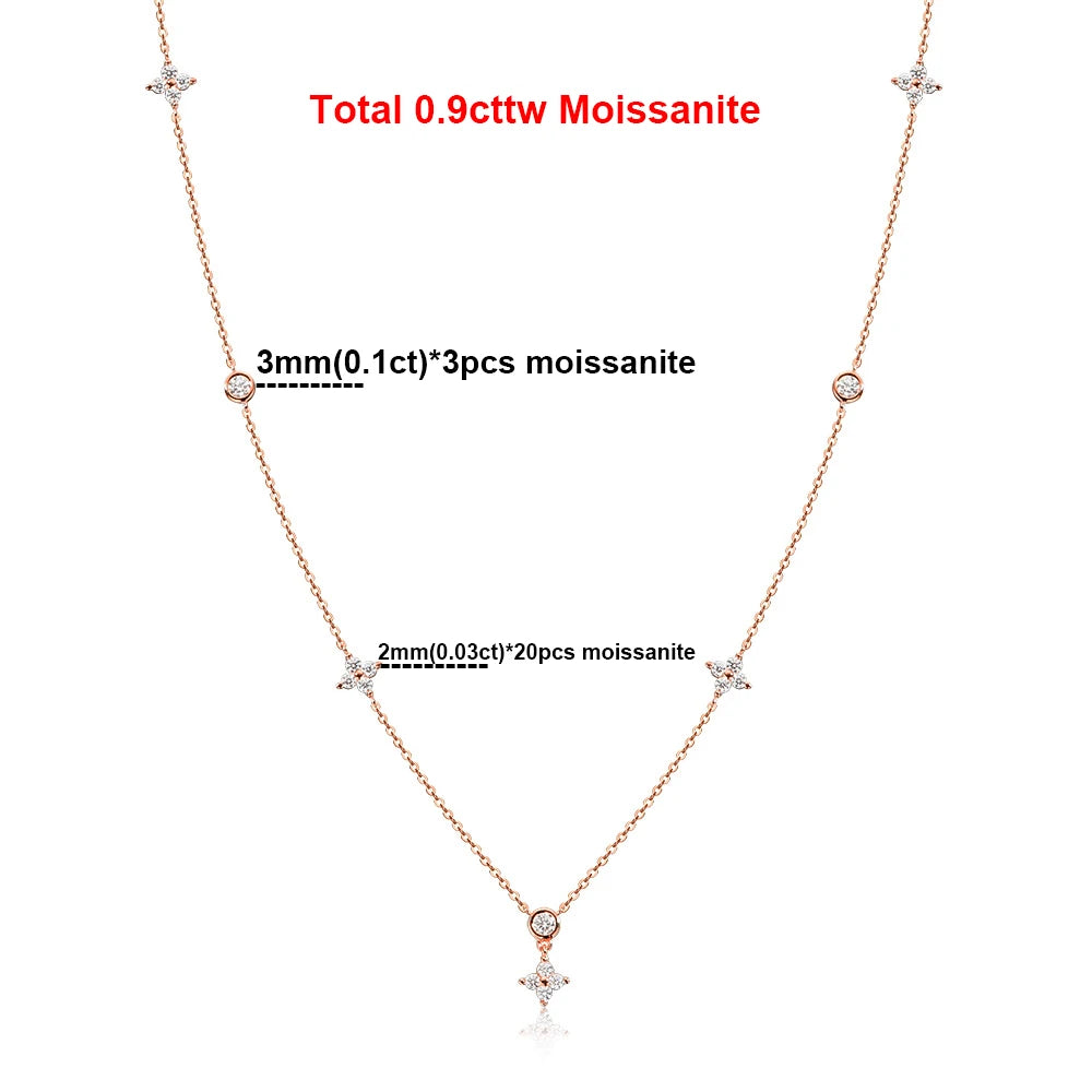 2mm Four-Leaf Clover Moissanite Necklaces for Women Lab Grown Diamond Certified 925 Sterling Silver Jewelry Party Birthday Gifts