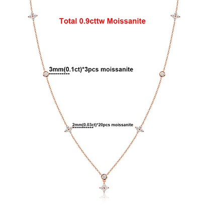 2mm Four-Leaf Clover Moissanite Necklaces for Women Lab Grown Diamond Certified 925 Sterling Silver Jewelry Party Birthday Gifts