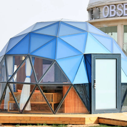 Modern Geodesic Glass Panoramic Dome Shelter Four-Season Waterproof Design for Glamping Resorts Stargazing Eco Tourism