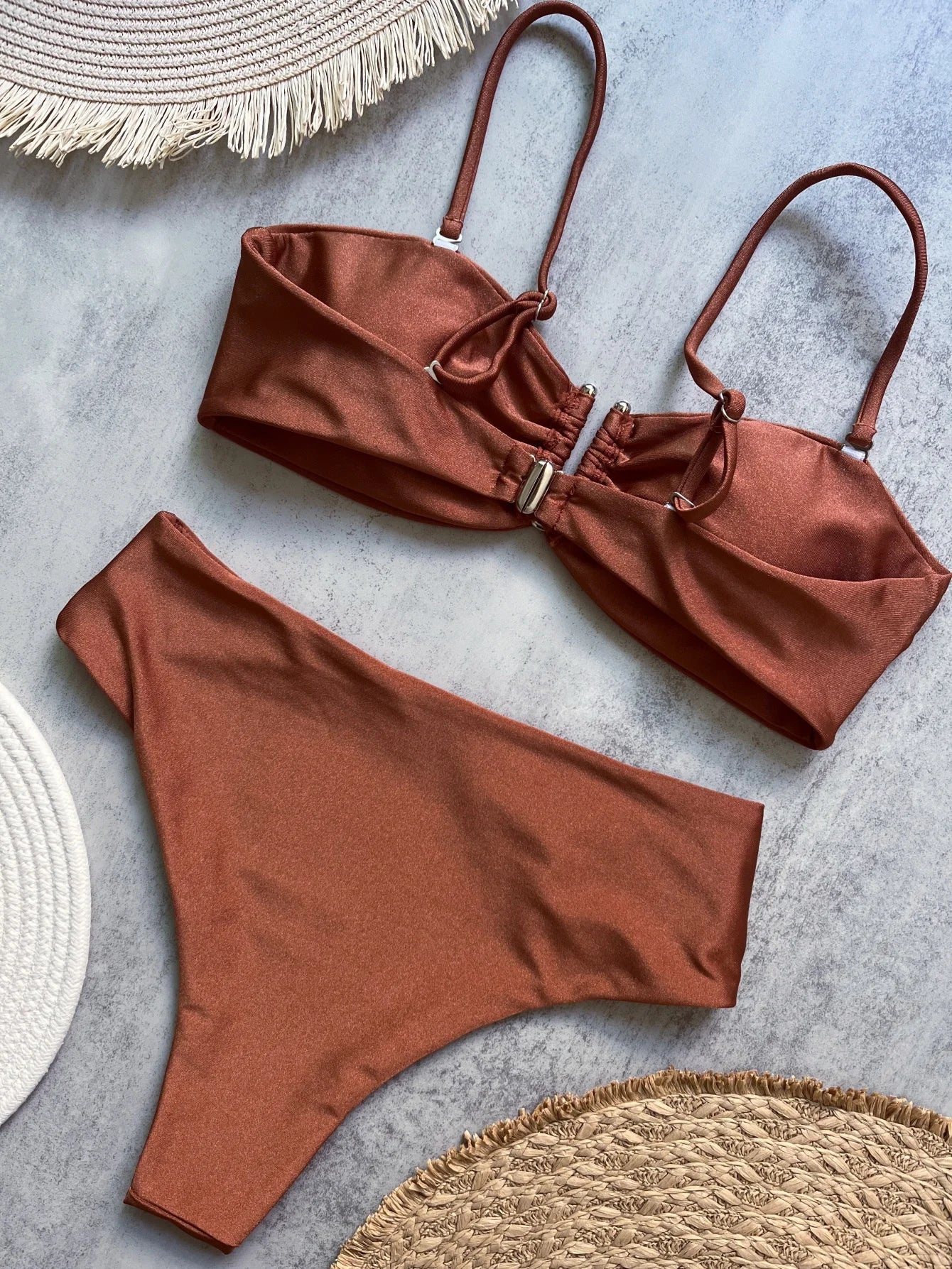 Bandeau Bikini Push Up Women Swimsuits 2026 Sexy Female Swimwear Brazilian Bikini Set Thong Biquini Swim Suits Solid Beachwear