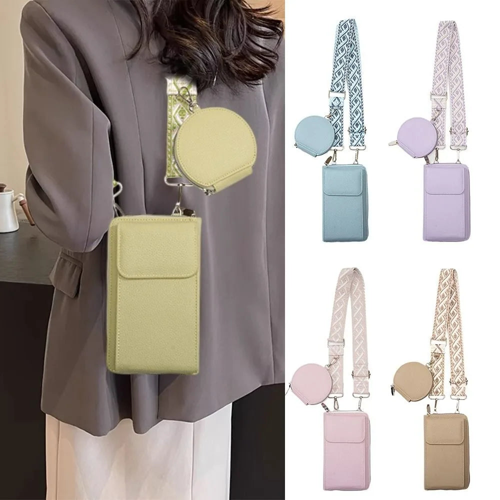 Fashion PU Leather Mobile Phone Bag Lightweight Mini Size Small Purse Crossbody Bag Women Ladies