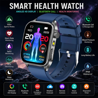 2026 New Health Smart Watch Laser Therapy Reduce Three Highs Blood Oxygen Pressure Uric Acid Blood Lipid ECG Smartwatch For Man