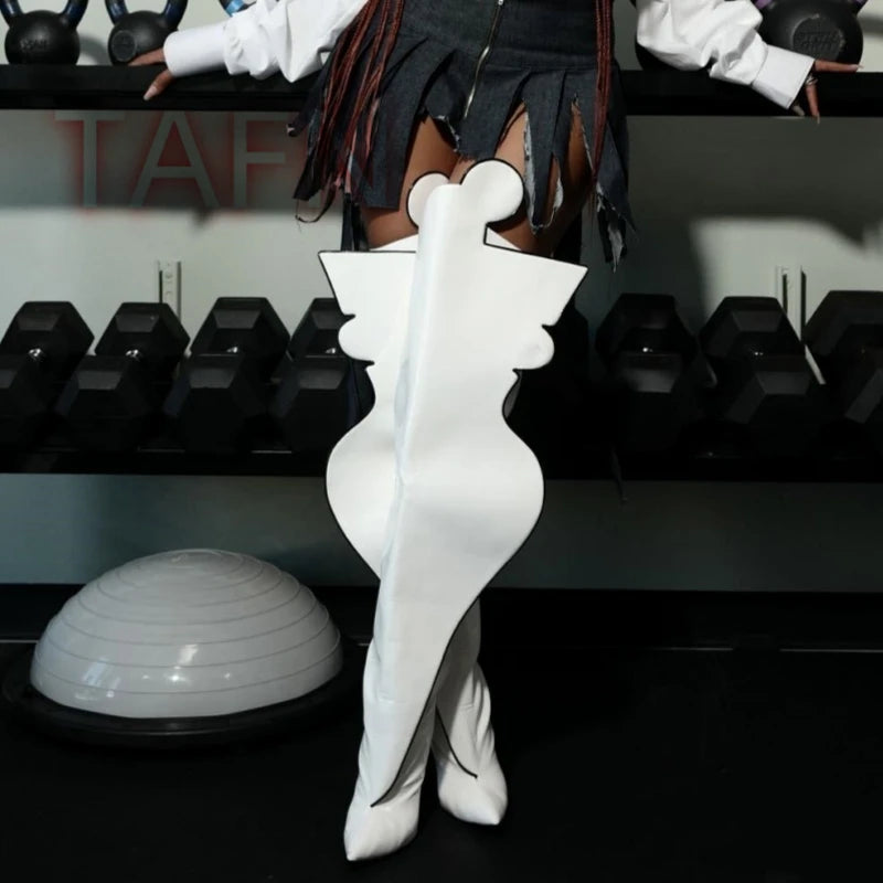 Women Patent Leather Crotch Boots Sexy Body Shape High Heels Over Knee Boots Ladies Back Zip Party Dress Shoes Botas De Mujer
