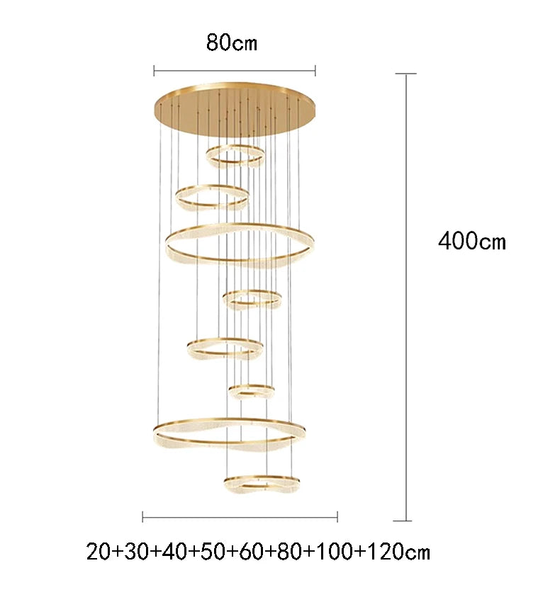 Modern ring stairs led lights pendant light lamps for living room led Chandeliers for dining room hanging light indoor lighting