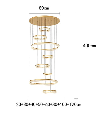 Modern ring stairs led lights pendant light lamps for living room led Chandeliers for dining room hanging light indoor lighting