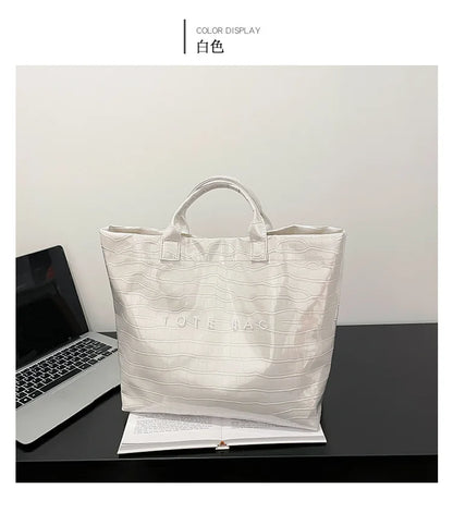 Crocodile Texture Tote Bag Pvc Kraft Paper Large Capacity Luxury Hobo Handbag Women Casual Shopping Letters Top Handle Hand Bags