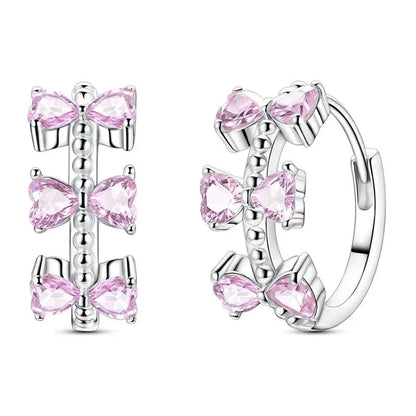 Original 925 Sterling Silver Luxury Bow Flower Shaped Clover Rose Pendant Earrings Elegant Mature Women Delicate Jewelry Gift