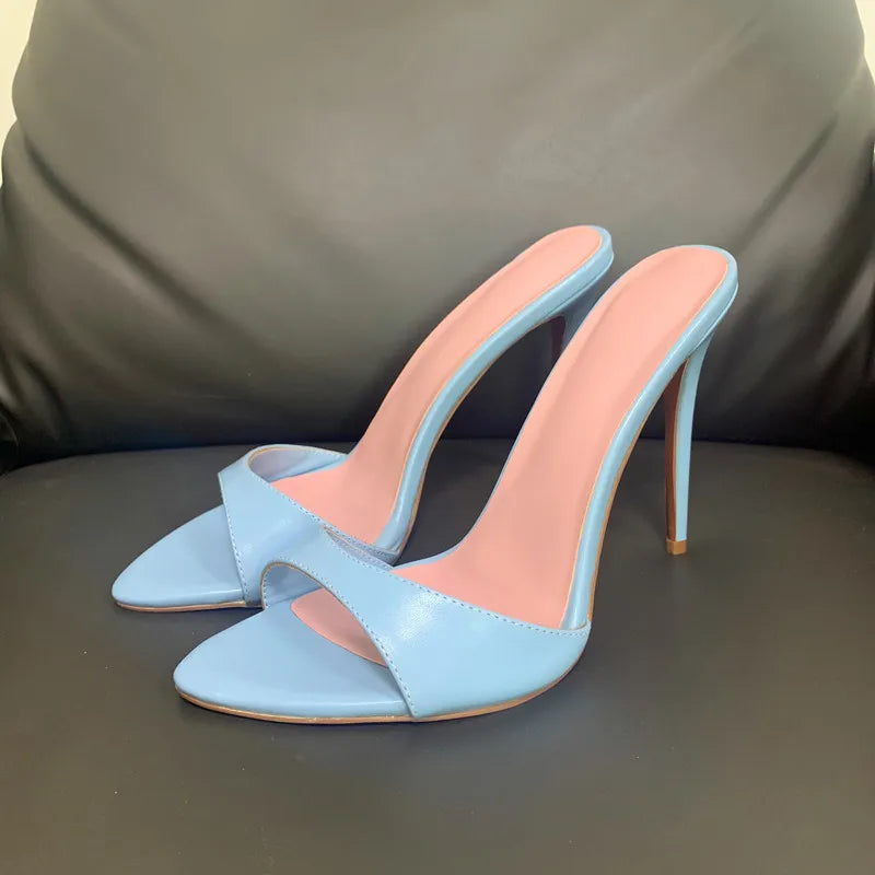 Super-high Heel Slippers Women Shoes Summer Peep Toe Mixed Colors Stiletto Sandals Sexy Party Ladies Shoes Luxury Woman Pumps