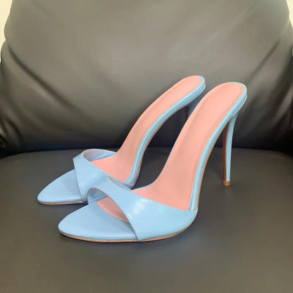 Super-high Heel Slippers Women Shoes Summer Peep Toe Mixed Colors Stiletto Sandals Sexy Party Ladies Shoes Luxury Woman Pumps