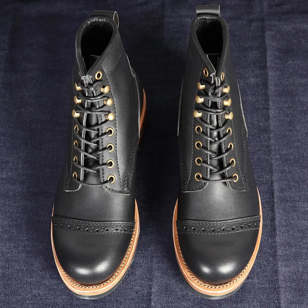 Handmade-Goodyear High Top Outdoor Casual Leather Shoes Trend Retro Boots Motorcycle Boots Men's Boots