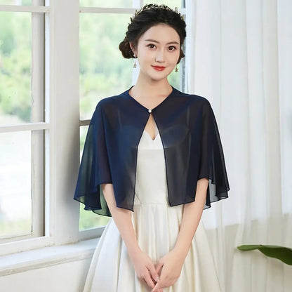 Fashion Sheer Chiffon Capelet Lightweight Design Elegant Style Soft Shawls Wedding Cape Bridesmaid Accessories