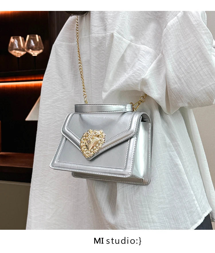 Light Luxury Burgundy Handbags for Women Trendy Versatile Buckle Flip Shoulder Bags Female Casual Commuting Chain Crossbody Bag