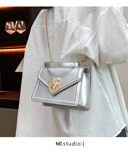 Light Luxury Burgundy Handbags for Women Trendy Versatile Buckle Flip Shoulder Bags Female Casual Commuting Chain Crossbody Bag