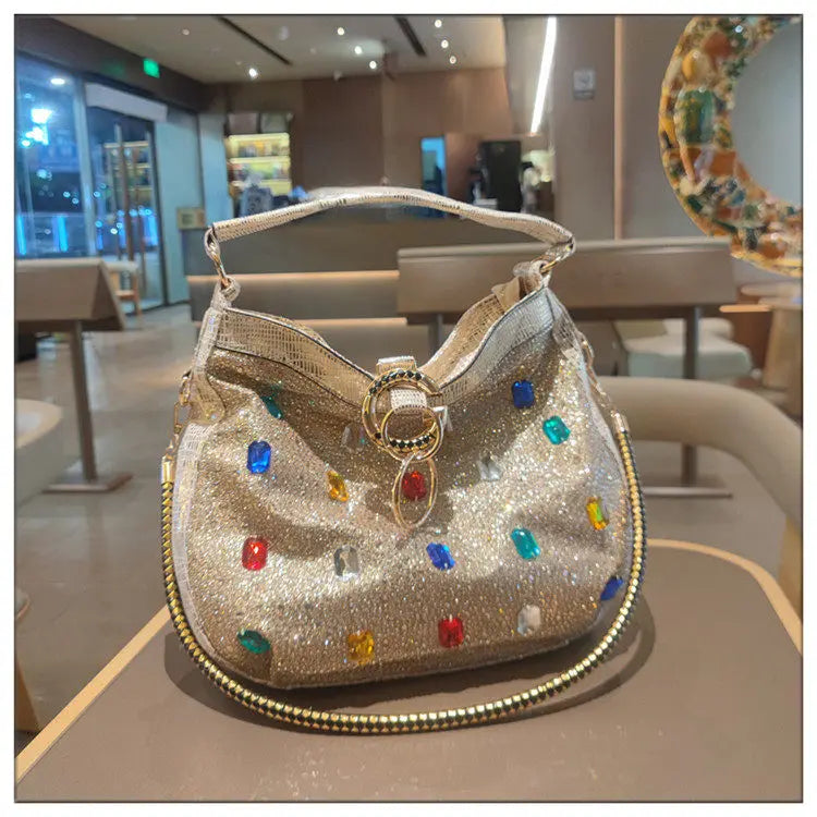 Luxury Genuine Leather Portable Women's Bag Leisure Large Capacity Diamond Tote Bag Shoulder Crossbody Bucket Bags Fashion 2026