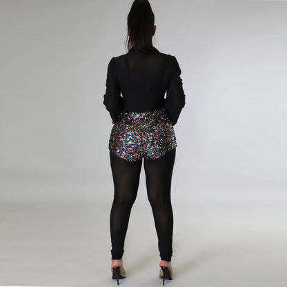 Sequined Club Pencil Jumpsuit Sexy Women V-neck Bodycon Autumn Sequins Party Overalls Romper