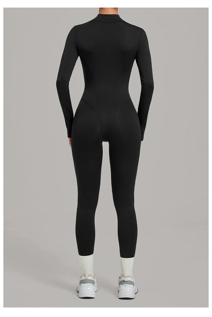 Zipper Jumpsuits for Woman No Padding Sports Overalls for Women Long Sleeve Gym Clothes Woman Activewear 2026 Purple Coffee XL