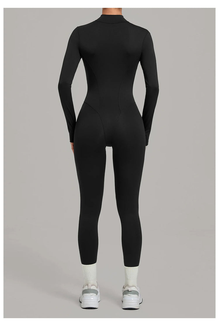 Zipper Jumpsuits for Woman No Padding Sports Overalls for Women Long Sleeve Gym Clothes Woman Activewear 2026 Purple Coffee XL