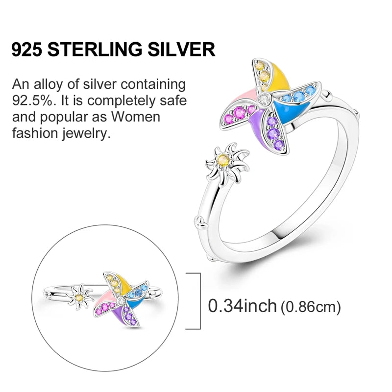 Rings Hot Sales 925 Sterling Silver Love Heart Sun Moon Star Iris Adjustable Rings For Women Wedding Birthday Party Jewelry Gift