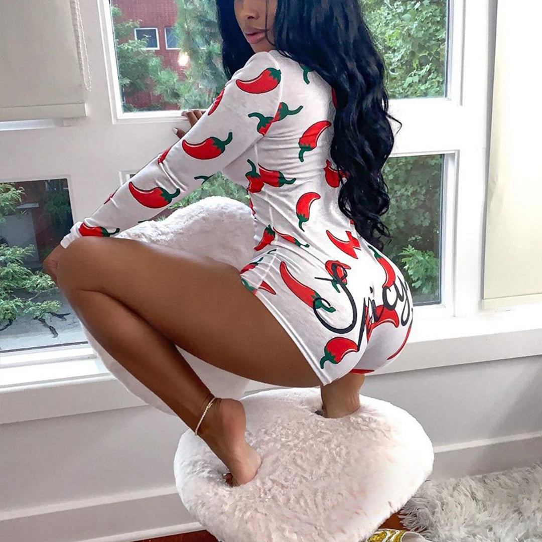 OMSJ Spring Fall Body Rompers 2025 New Women's Long Sleeve Jumpsuits Night Clubwear V-neck Letter Print Skinny Bandage Playsuits