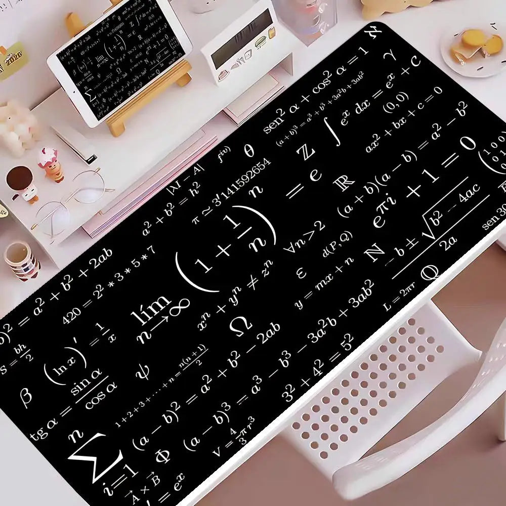Math Formulas Mouse Pad Large Rubber Base Anti-slip PC Desk Accessories for Offices and Gamer Keyboard Mats Decor Mat HYBXXC
