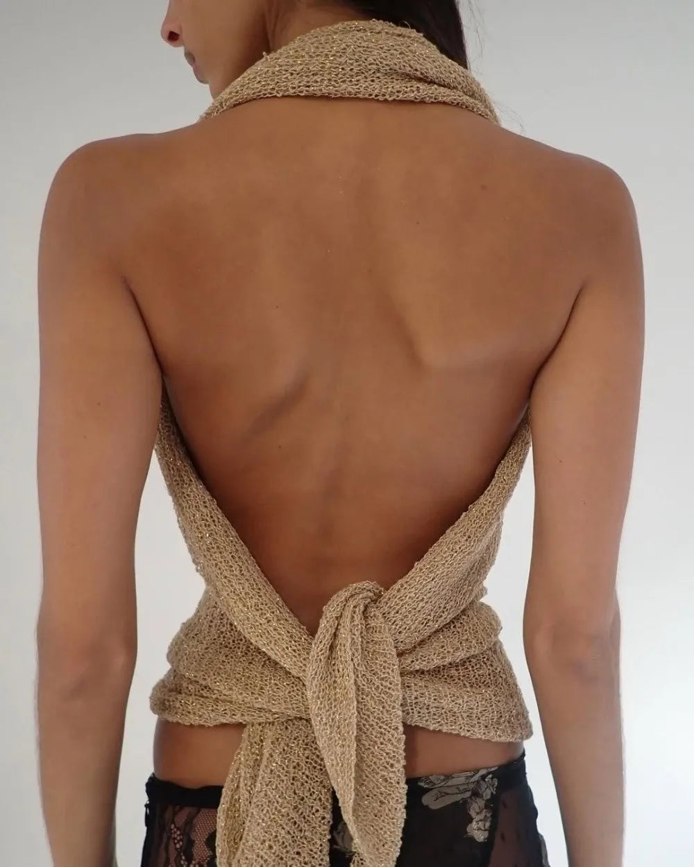 Casual Drop Shoulder Crochet Poncho Sweater Sheer Multi-wear Halter Shawl Irregular Knitted Cover-ups Vacation Outfits