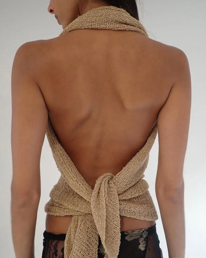 Casual Drop Shoulder Crochet Poncho Sweater Sheer Multi-wear Halter Shawl Irregular Knitted Cover-ups Vacation Outfits