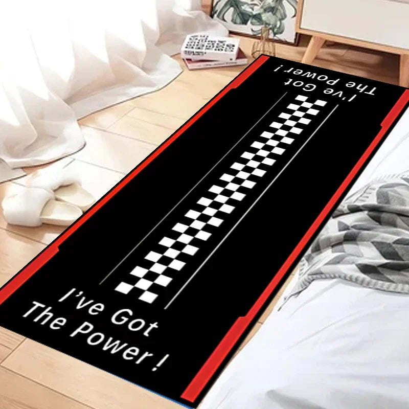 VIKAMA Anti-Slip Racing Motorcycle Mat Long Garage Floor Carpet Cool Display Rug for Home Living Room Decor