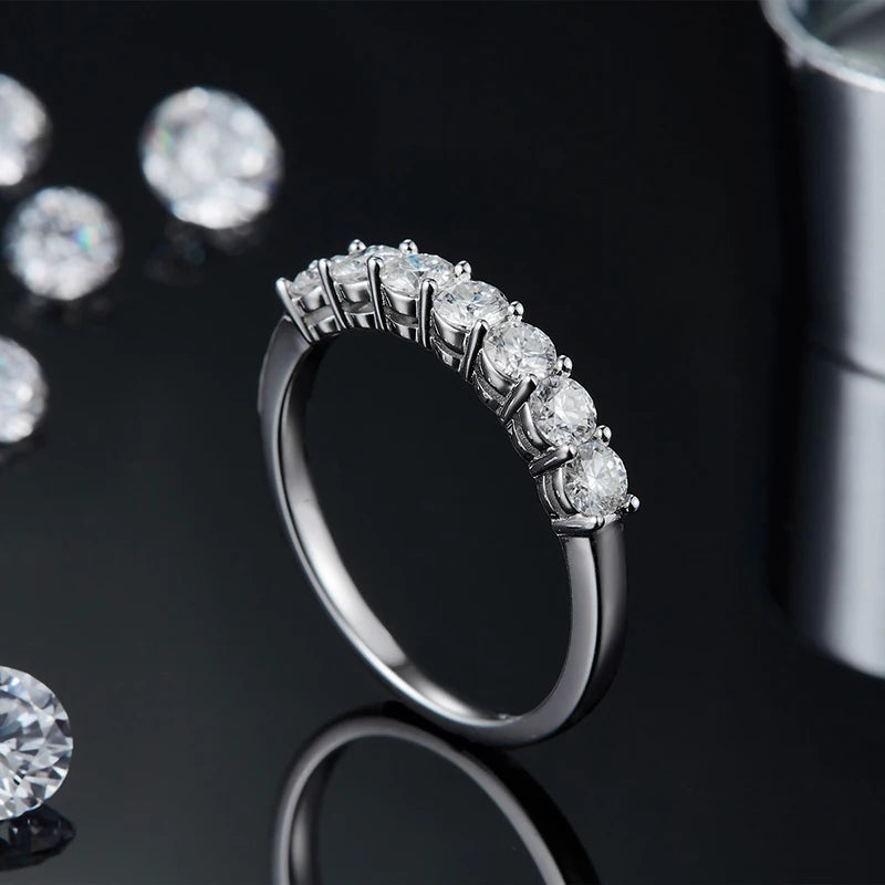 Moissanite Ring 100% Pass Diamond Tester Pen Matching Wedding Diamond Band for Women 925 Sterling Silver Female Single Tail Ring