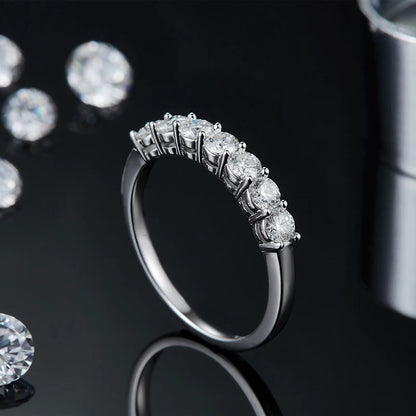 Moissanite Ring 100% Pass Diamond Tester Pen Matching Wedding Diamond Band for Women 925 Sterling Silver Female Single Tail Ring
