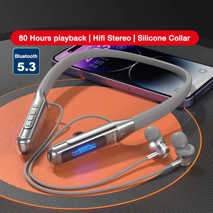 EARDECO 80 Hours Playback Bluetooth Headphone Neckband Wireless Headphones Bass Bluetooth Earphone with Mic Sport Stereo