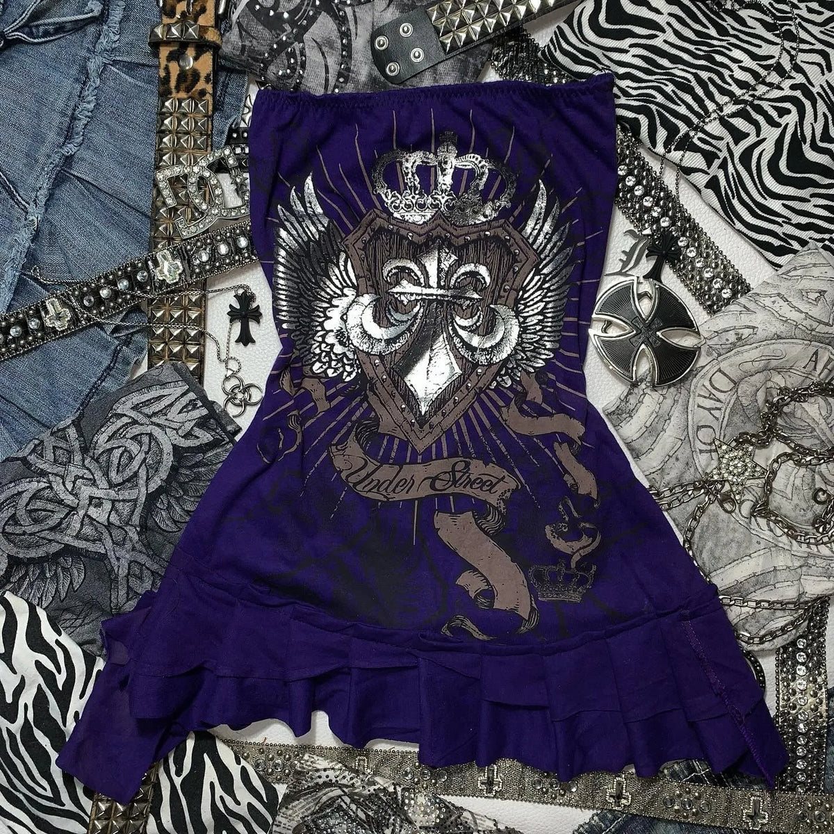 Y2K Girl Camisole Dress Top Y2K Clothes Blue Gothic Bow Slim Fit Underwear Personality New Versatile