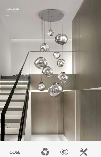 Creative Irregular Pendant Lights Modern LED Lighting Indoor Living Room Villa Hotel Loft Chandelier PVC Glass Lighting Fixtures