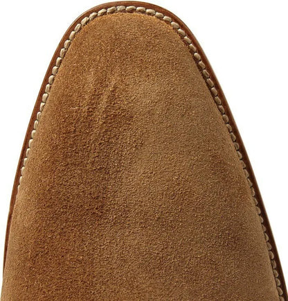 Brown Men Chelsea Boots Handmade High-quality Cow Suede Business Casual Square Toe Mid-heel Men Shoes Motorcycle Boots With Heel
