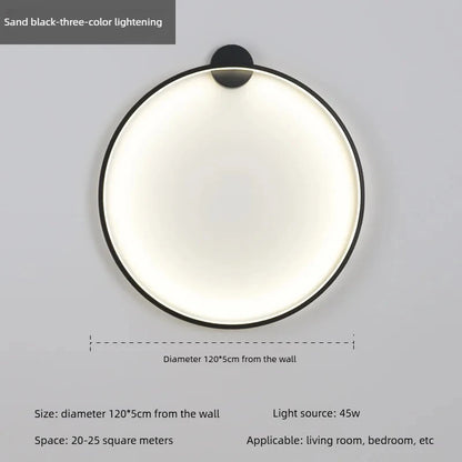 Minimalist LED Circle Background Wall Lamp Home Indoor Decor Wall Sconces Living Room Hall Hotel Wall Lights Bedside Light Black